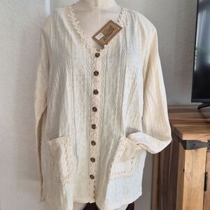 Vtg. Vasco Natural Cotton Button Up Sweater